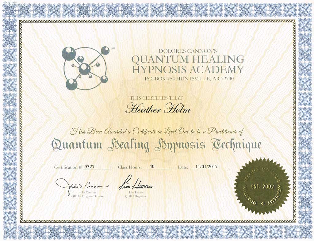 QHHT Level 1 certificate