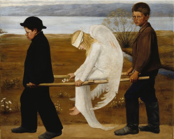 Painting, "The Wounded Angel" by Hugo Simberg